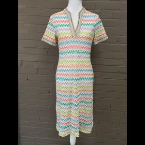 Vintage 70’s Multi Color Open Weave Dress S-M